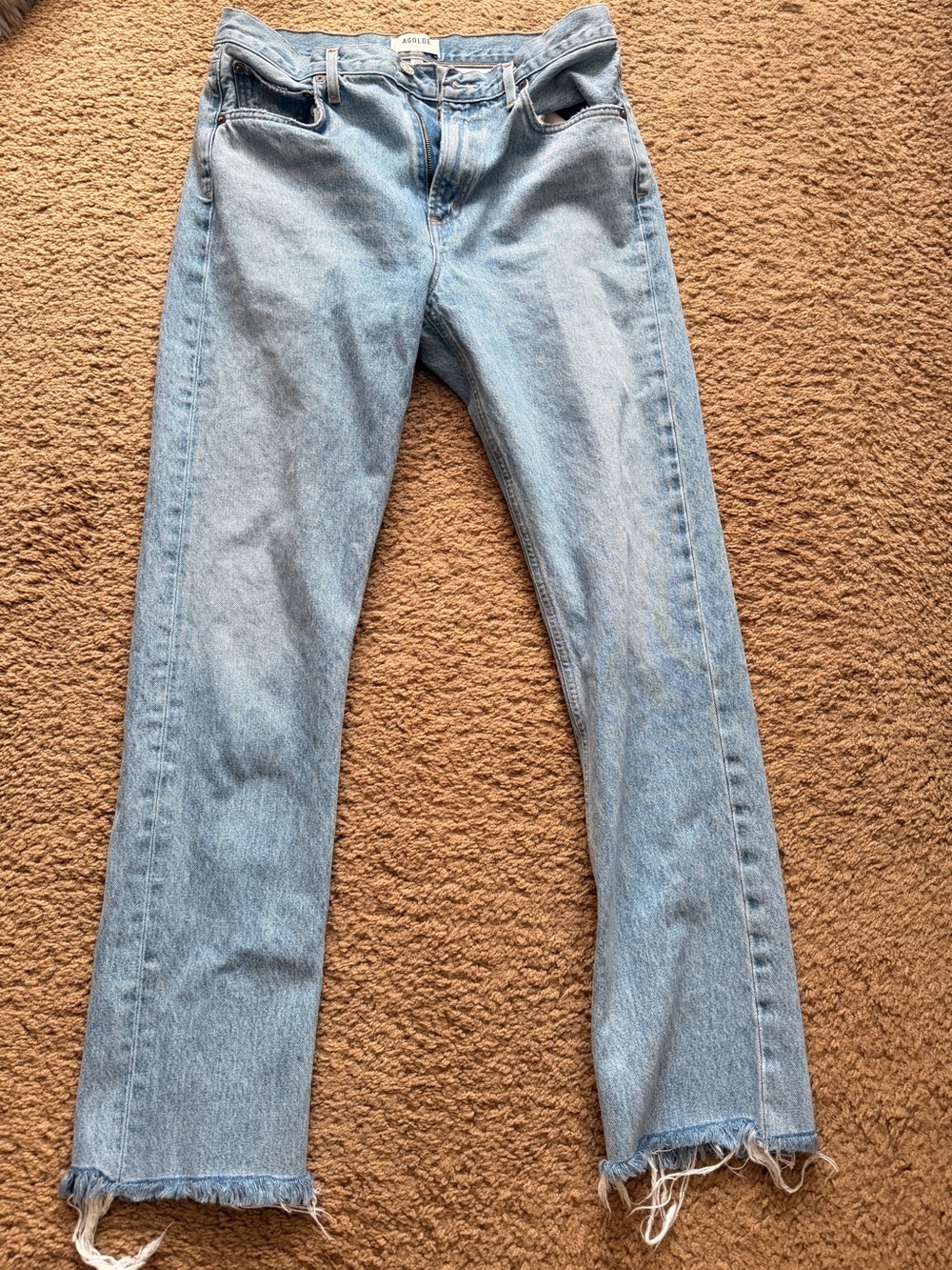 Agolde Light Blue Denim Jeans with Button Fly